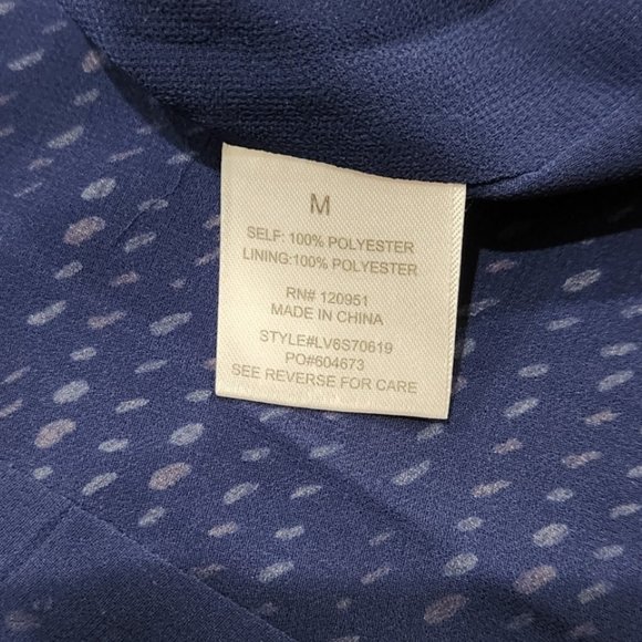 Olive + Oak Polka Dot Blue light sheer lined Dress Size M - Picture 5 of 6